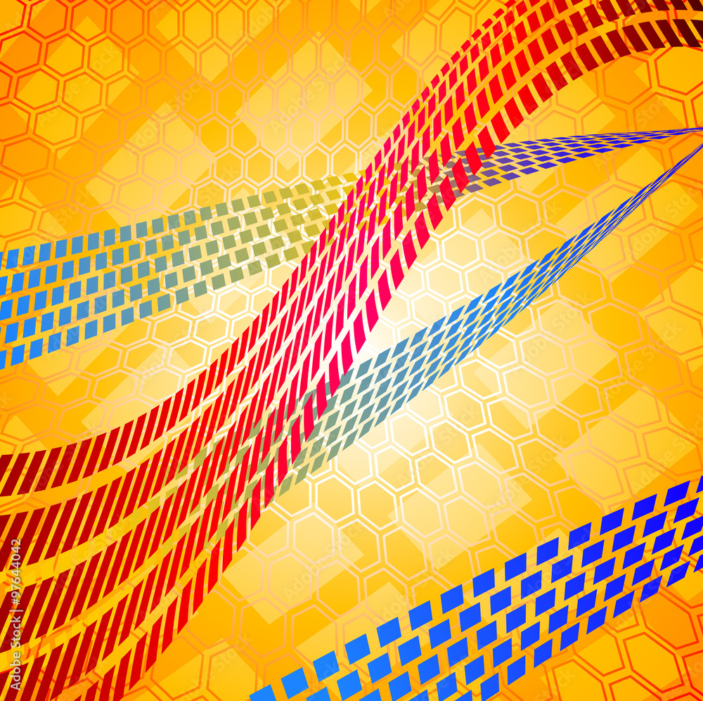 Poster mosaic lines over the hexagonal grid