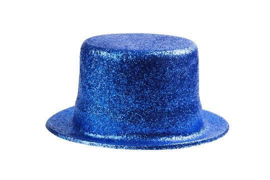 Blue Glitter Party Hat Isolated On White