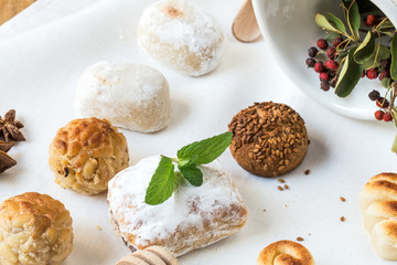 Cream and pastries, typical Christmas sweets in Spain