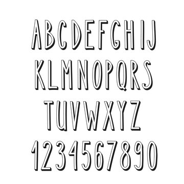 Doodle narrow alphabet, vector simple letters