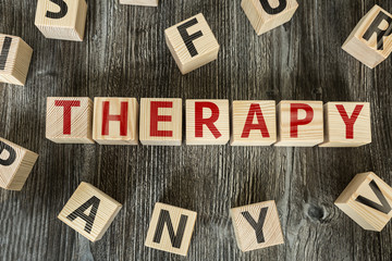 Wooden Blocks with the text: Therapy