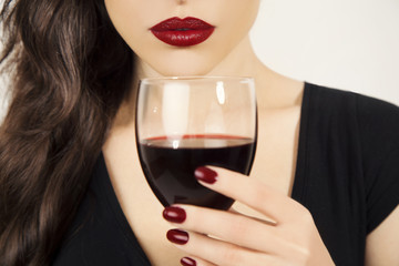 red lips and wine