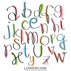 Black colorful alphabet lowercase letters.Hand drawn written wit