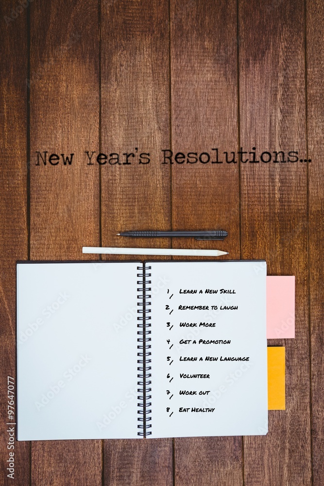 Poster Composite image of new year resolution list