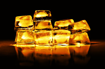 Gold bullion on a black background