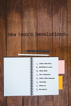 Composite image of new year resolution list