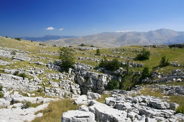 Fototapeta na wymiar Karstic rocky beds on mountain Dinara in Croatia