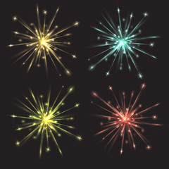 Set of vector colorful bright fireworks for your creativity