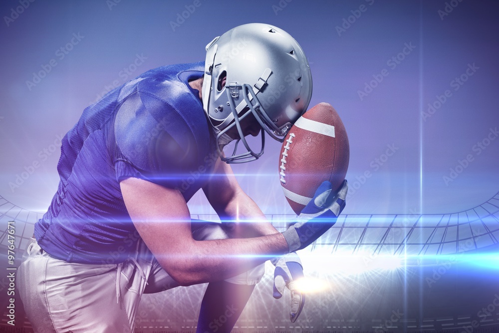 Canvas Prints Composite image of upset american football player with ball