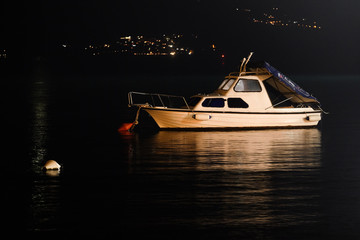 The image of boats in the Tivat harbour, Montenegro
