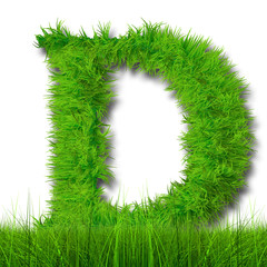 Conceptual green grass 3D font isoalted
