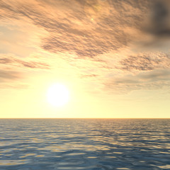 Fototapeta na wymiar Conceptual sea water and sunset sky