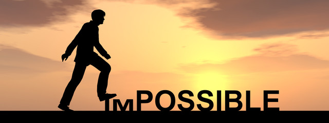 Conceptual impossible concept with a man