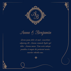 Wedding invitation with monogram