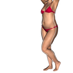 Conceptual 3D fat overweight vs slim fit diet woman