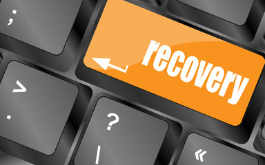 key with recovery text on laptop keyboard button, vector illustration