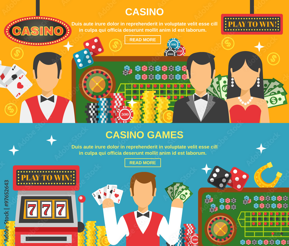 Canvas Prints casino and gambling banners set