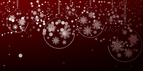 New Year Christmas decorations hanging on a red background.Vecto