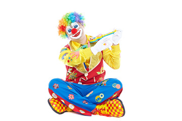 Portrait of a clown isolated on white background