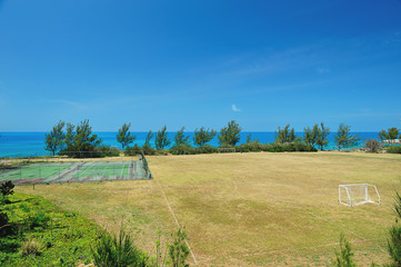 Sport field next to sea