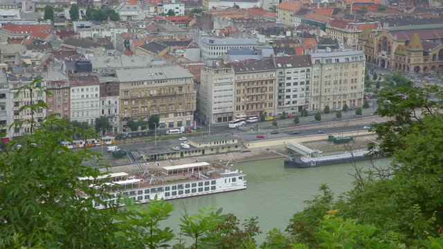 BUDAPEST, HUNGARY. View over balna center in budapest taken from gellert hegy hilltop.