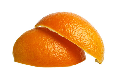Peel of an orange on white background