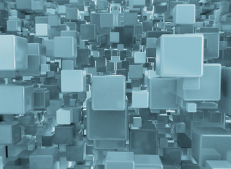 Abstract blue cubes design background 