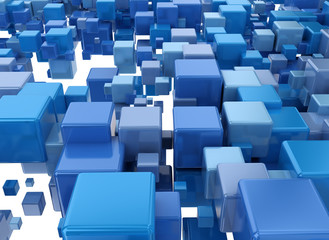 Blue 3d cubes abstract background 