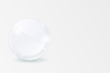 Glass sphere. White transparent glass ball.