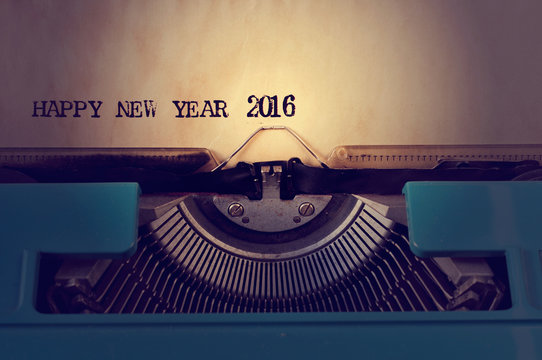 Text Happy New Year 2016 Written With An Old Typewriter