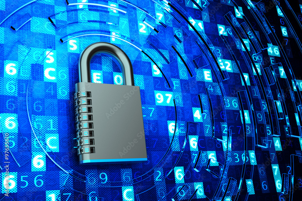 Poster securing, privacy, safety data access, network firewall, computer data protection and information se