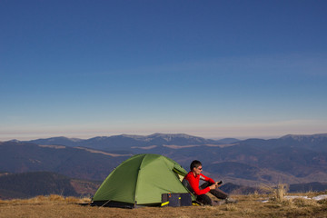 Hiking in the mountains.
