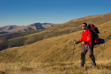 Hiking in the mountains.