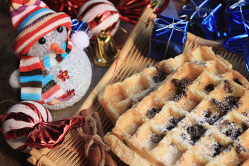 tasty waffle with yule