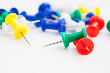 Push pins isolated on white background