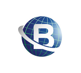 global logo with circle swoosh letter B