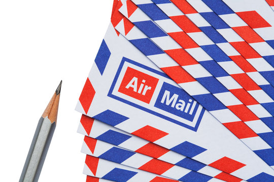 Airmail letter and pencil