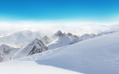 Fototapeta premium Winter Alpine snowy landscape