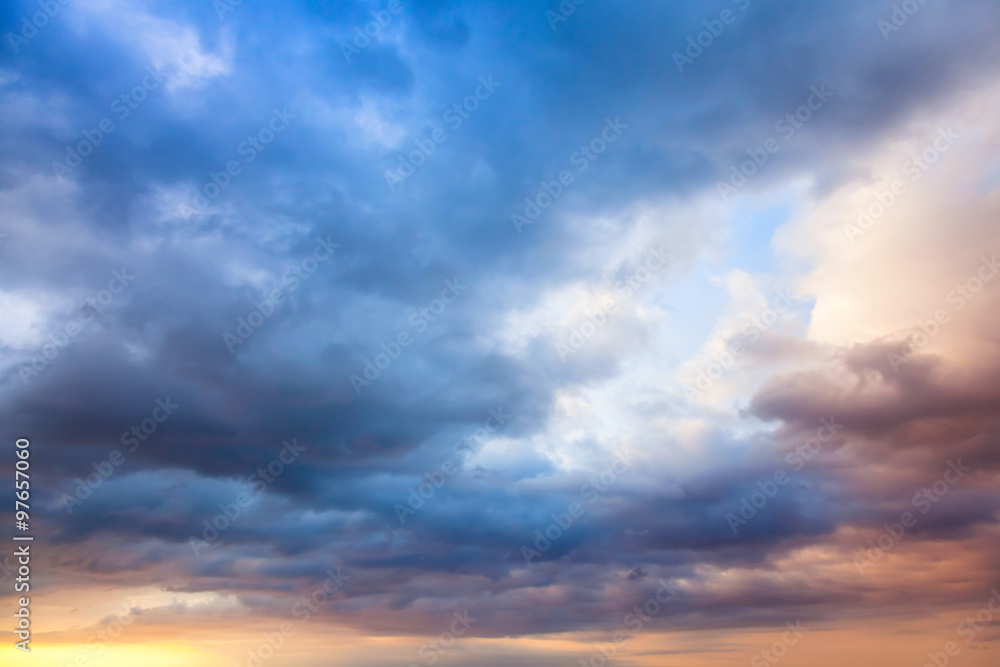 Wall mural colorful sky with clouds at early morning