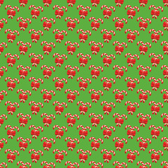 Seamless Christmas Pattern with Candy Cane Stick and Red Bow Iso