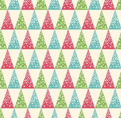 Seamless Winter Pattern with Stylized Decoration Christmas Trees