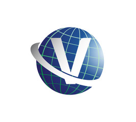 global logo with circle swoosh letter V