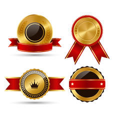 Golden Red Black Premium Quality Best Labels Collection Isolated