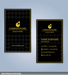 Black and Yellow modern business card template, Illustration Vector 10