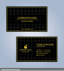 Black and Yellow modern business card template, Illustration Vector 10