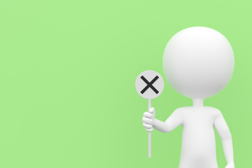 サインプレートを持つ人