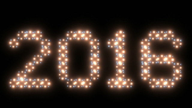 New Year, 2016 text, animated lights