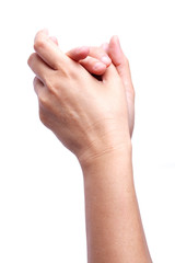 hand praying isolated on white background