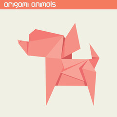 Vector origami isolated animal. Cute Dog