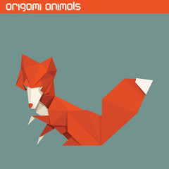 Vector origami isolated animal. Cute Fox